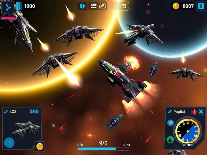 Space Combat Heroes gameplay screenshot showing spaceship battle
